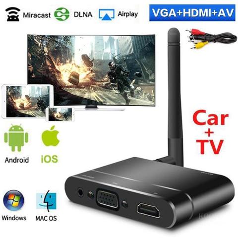 Mirascreen X6W Car Miracast Airplay Wireless HDMI + VGA + RCA AV Adapter Wifi Tv Stick Mirror Screen Wifi Display Dongle To TV ► Photo 1/6