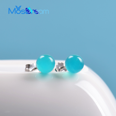 ITSMOS Amazonite Gemstone  Stud Earrings  s925 Sterling Silver  Natural Crystal Christmas Earrings for Women Elegant Jewelry ► Photo 1/6