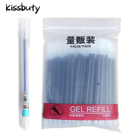 1+100Pcs /Set Gel Pen Refill Office Signature Rod for handle Red Blue Black Ink Refill Office School Stationery Writing Supplies ► Photo 1/5