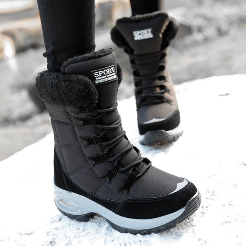 Winter Women Boots Platform Shoes Keep Warm Mid-Calf Snow Boots Ladies Lace-up Comfortable Quality Waterproof Chaussures Femme ► Photo 1/6