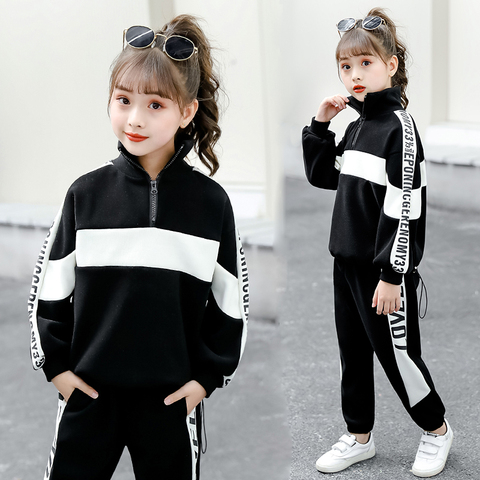 Girl Autumn Winter Sports Clothes Costume Outfit Suit Kids Tracksuit Clothing Set Kids Korean Sweater Tracks Teen Casual Sports ► Photo 1/6