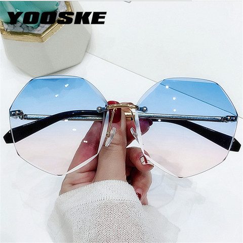 YOOSKE Rimless Women's Sunglasses Design Fashion Lady Sun glasses Vintage Alloy Classic Designer Shades UV400 Eyewear ► Photo 1/6