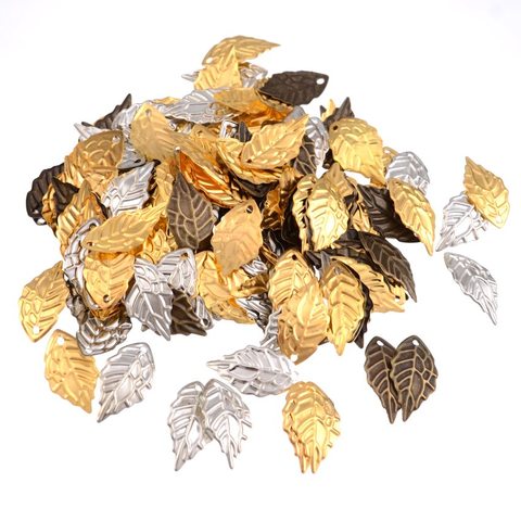 100Pcs Antique Bronze/ Gold/Rhodium Color Leaf Filigree Wraps Connectors Metal Crafts Gift Decoration DIY  18*10mm 24*14mm ► Photo 1/4