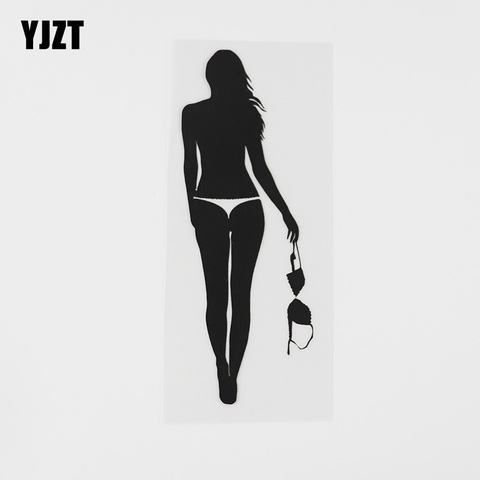 YJZT 5.8CMX16.1CM Hot Sexy Get Naked Girl In Underwear Decal Vinyl Car Sticker Black/Silver 8A-0493 ► Photo 1/6