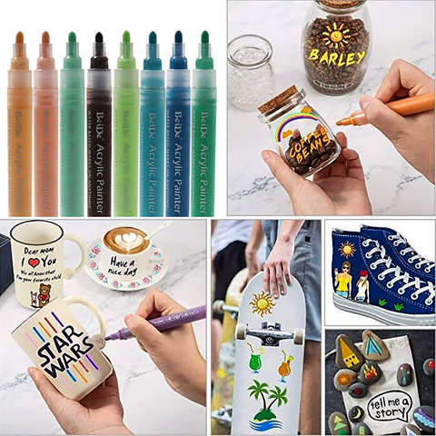 Acrylic Paint Pens, Medium Tip Paint Markers for Rock Painting, Mug, Ceramic, Glass, Fabric Painting, Water Based Non-Toxic ► Photo 1/6