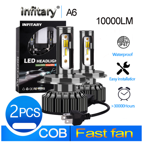 Infitary h4 LED H1 H11 9005 h7 LED 3 color changing car headlight fog light  3000K 4300K 6500K flash 72W Auto Lights 2 Pcs ► Photo 1/6