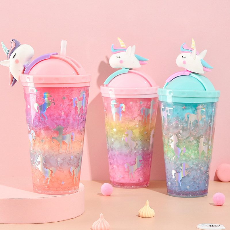 420ml Cat Ear Straw Cup, Cute Summer Water Cup