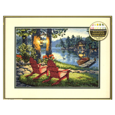 Top Quality Gold Collection Lovely Counted Cross Stitch Kit Twilight's Calm Moring Lake Chair House Villar dim 35261 ► Photo 1/4