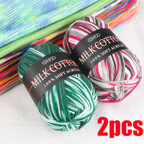 2pcs Melange Yarn Ring Worsted Blended Knitting Yarn for Knitting Colorful Fine Dye 50g/pc ► Photo 1/6