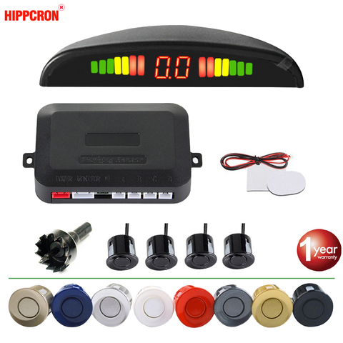 Hippcron Car LED Parking Sensor Kit 4 Sensors 22mm Reverse Radar Sound Alert Indicator System 8 Colors ► Photo 1/6