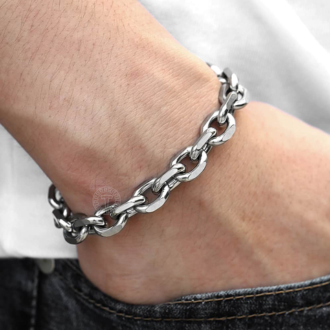 Mens Womens Bracelet 3 4 6 10mm Rolo Cable Link Chain Bracelets Boys Girls Silver Color Stainless Steel Fashion LKB318 ► Photo 1/6