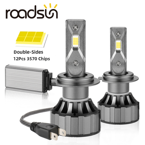 roadsun 14000LM LED H7 H4 Car Headlight Bulbs H1 H11 9005 9006 Canbus Auto Headlamp Super Bright 100W/Pair 6000K Fog Light Bulbs ► Photo 1/6