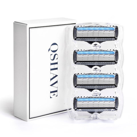 QShave It Blue Series Manual Shaving Razor Blade for Man Blade Refill X5 Blade Plus 1 Trimmer Blade USA Top Blade , 4 Cartridges ► Photo 1/6