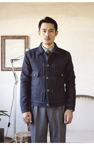 WT-0003 Read Description ! Asian size washed hand-made man's vintage super heavy wool casual stylish jacket ► Photo 1/6