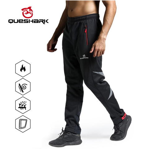 Queshark Professional Men Winter Warm Fleece Windproof Cycling Pants Thermal Riding Sports Trousers MTB Bike Bicycle Pants ► Photo 1/6