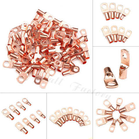 10Pcs Bolt Hole Tinned Copper Lugs Ring Battery Terminals M6/M8 Bare Cable Electric Crimp Wire Connectors SC6-SC25 Kit ► Photo 1/6