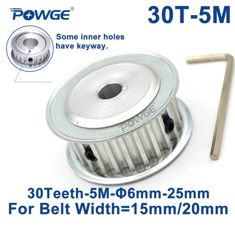 POWGE 30 Teeth HTD 5M Timing Synchronous Pulley Keyway Bore 8/10/12/14/15/16/17/18/19/20mm for Width 15/20mm HTD5M 30Teeth 30T ► Photo 1/6