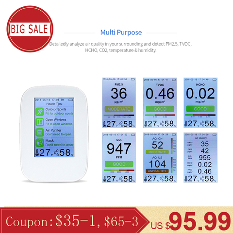 D9-B/D9-D/D9-H Digital Air Quality Detector Indoor/Outdoor HCHO & TVOC Tester CO2 Meter Monitor Tester With Rechargeable Battery ► Photo 1/6