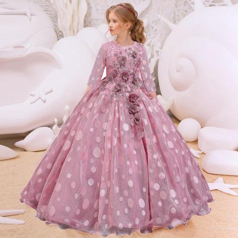 2022 Summer Flower Dress Pageant Kids Dresses For Girls Clothes Princess's Girls Dresses for Party and Wedding Prom 14  12 Year ► Photo 1/6