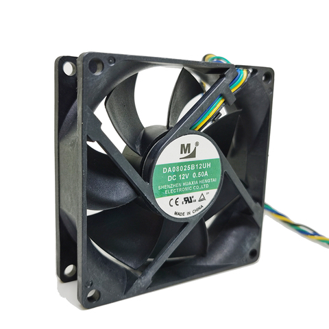 Original DA08025B12UH DC 12V 0.50A 80*80*25MM 8CM cooling fan 4 pin PMW ► Photo 1/2