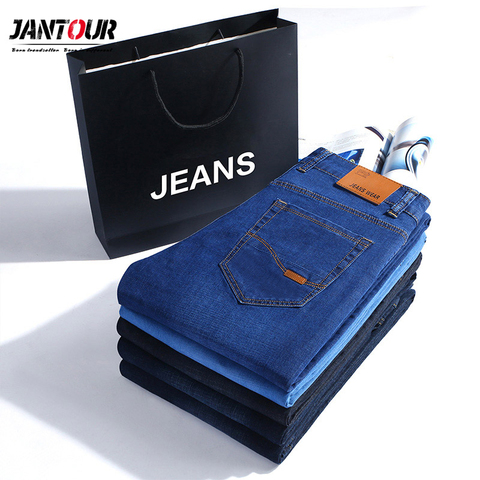 Jantour Brand Autumn Winter Jeans Men Denim Mens Jeans Slim Fit Tall Male Cotton Pants Fashion thick jean man Plus Big Size 40 ► Photo 1/6