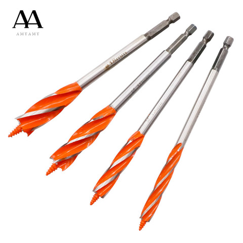 AMYAMY Woodworking Drill Bits set 10-25 mm Deep Hole Twist Drill Hex   Handle Four slot Four blade Wood Door Lock Hole Opener ► Photo 1/1