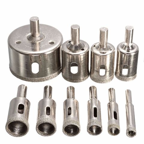 10pcs Diamond Coated Hss Drill Bit Set Tile Marble Glass Ceramic Hole Saw Drilling Bits For Power Tools 6mm-30mm ► Photo 1/6