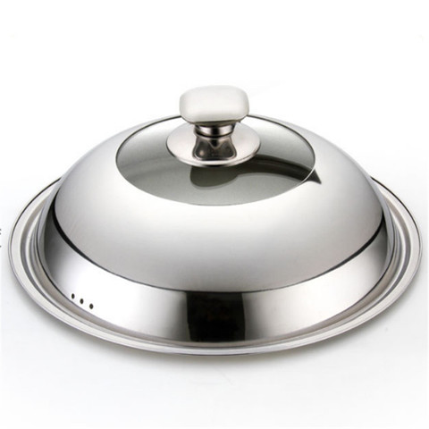 Visible Cooking Wok Pan Lid Stainless Steel Universal Pan Cover Visible Replaced Lid for Frying Wok Pot Quality Dome Wok Cover ► Photo 1/6