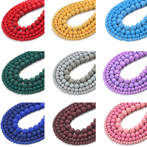 Wholesale Lava Hematite Natural Stone Beads Volcanic Rock Round Loose Beads For Jewelry Making DIY Bracelet 15''4/6/8/10/12mm ► Photo 1/6