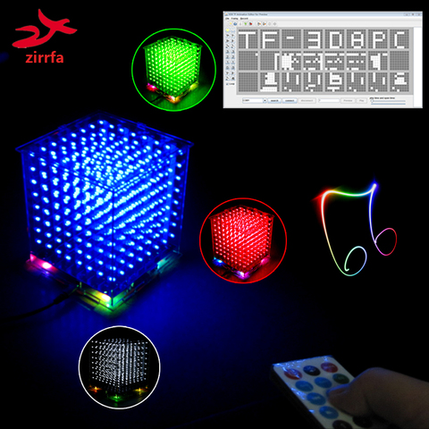 New 3D 8S 8x8x8 mini mp3 music light cubeeds kit built-in audio spectrum for TF card, led electronic diy kit ► Photo 1/6