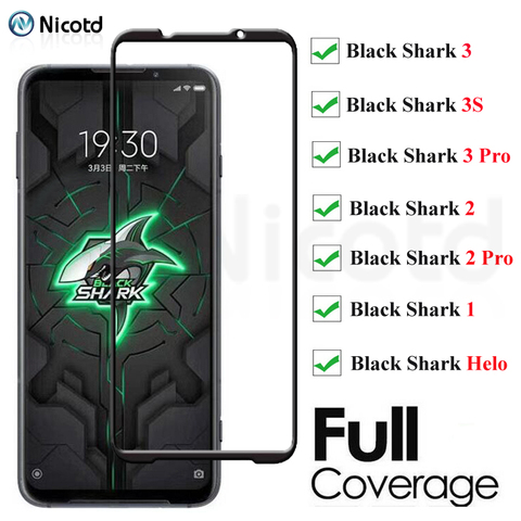 9H Full Glue Tempered Glass For Xiaomi Black Shark 3 2 1 Full Cover Screen Protector On The For Black Shark 3 Pro 2 Pro 3S Helo ► Photo 1/6