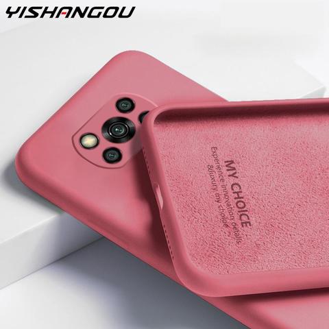 For Pocophone Poco X3 NFC Case Liquid Silicone Soft Phone Cover Case For Xiaomi Redmi Note 9 8 Pro 9s 8T 8A 9A 9C ► Photo 1/6