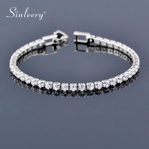 SINLEERY Charm AAA+ Round Cubic Zirconia Tennis Bracelet for Women Rose Gold /Silver Color Wedding Jewelry SL059 SSB ► Photo 1/6