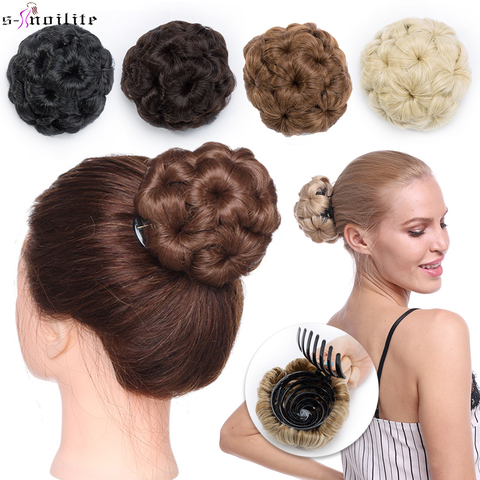 S-noilite Hair Women Curly Chignon Hair Bun Donut Clip In Hairpiece Extensions Synthetic High Temperature Fiber Chignon cheveux ► Photo 1/6