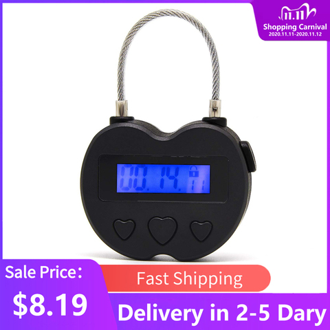Smart Time Lock LCD Display Time Lock Multifunction Travel Electronic Timer, Waterproof USB Rechargeable Temporary Timer Padlock ► Photo 1/6