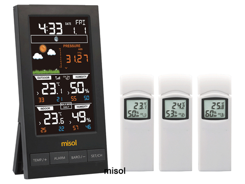 1pcs misol Wireless weather station with 3 sensors, 3 channels, color screen ► Photo 1/6