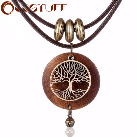 2022 Woman chokers Necklaces vintage Jewelry Tree Design Wooden pendant Wholesale Long necklace for women collares mujer kolye ► Photo 1/6