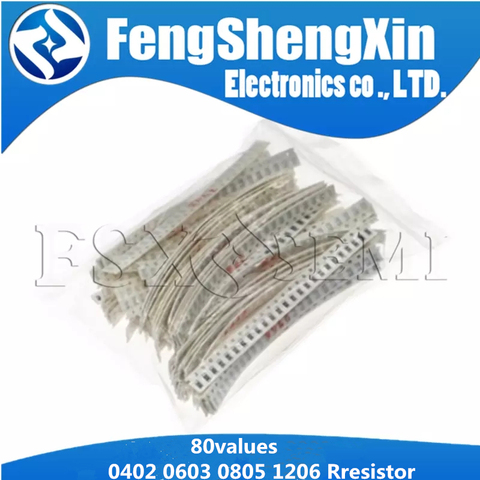 80values X25pcs/50pcs 0402 0603 0805 1206 2010 SMD Resistor Kit Assorted Kit 10ohm-910K ohm 5% Sample Kit ► Photo 1/4