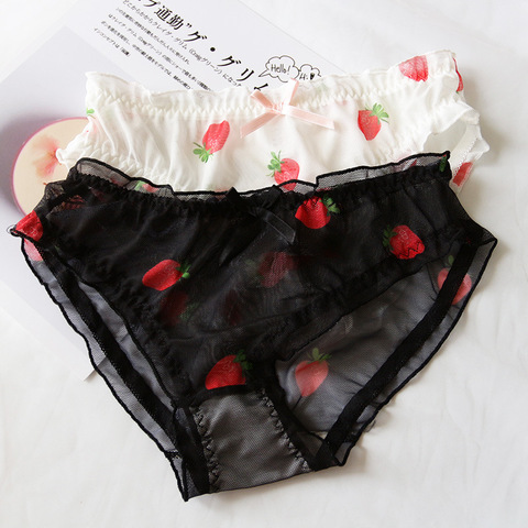 M XL Lovely Strawberry Kawaii Princess briefs girl Ruffle lace Panties Women Cute Underwear woman Lingeries ► Photo 1/6