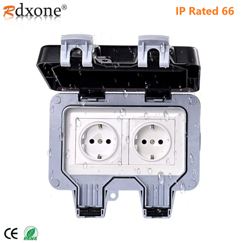 Rdxone  IP66 Waterproof Outlet 16A Wall Power Socket for Garden，Garage ► Photo 1/6