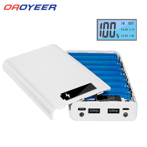 Oaoyeer 5V Dual USB 8*18650 Power Bank Type C USB Battery Box Mobile Phone Charger DIY Shell Case For IPhone X Huawei Samsung ► Photo 1/6