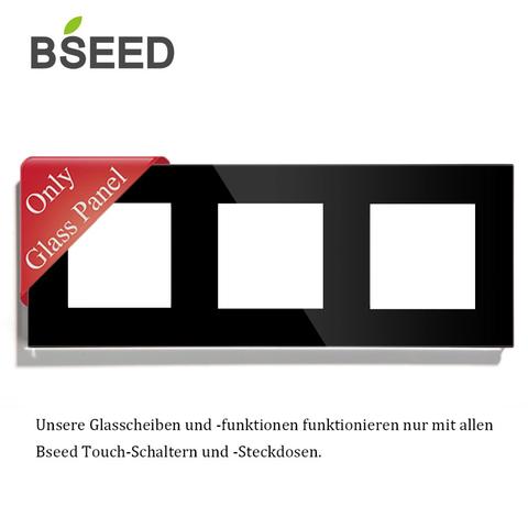 BSEED Glass Panel Only 228mm  Pearl  White Black Gloden For Wall Triple Socket DIY Part EU Starand ► Photo 1/3