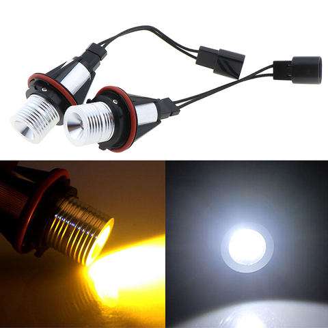 1Pc E39 E60 E87 X5 LED Angel Eye Ring Marker Side Light White Yellow LED With Bulb Connector Cable ► Photo 1/5