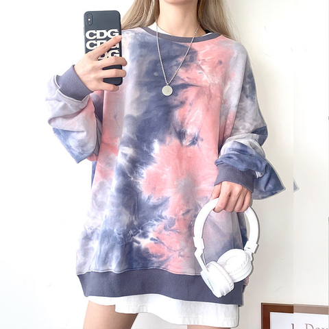 Tie-dyed Sweatshirt Women Autumn New Loose Top Fashion Hoodies Pullovers Harajuku Riverdale Streetwear Stranger Things Outwears ► Photo 1/6