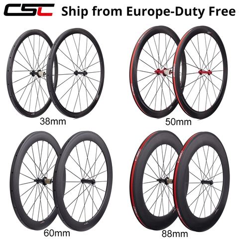 700C Carbon Wheels Super Light 38mm 50mm 60mm 88mm Tubular Clincher Tubeless Road Bike Wheelset R13 Ceramic Hub Basalt Brake ► Photo 1/6