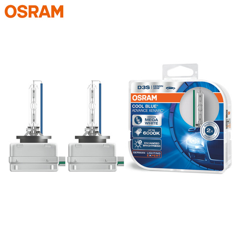 OSRAM D3S 66340CBA HCB Xenon HID Cool Blue Advance Duo Box 6000K Mega White Car Bulbs Xenon Headlight Auto Original Lamps, Pair ► Photo 1/6