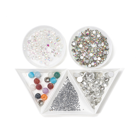 10pcs/lot Environmental Plastic Round Triangle Plate Rhinestone Nail Art White Container For Bead Display Tray Handmade Supplies ► Photo 1/6