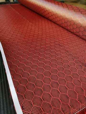 Red Football pattern Honeycomb Real Carbon Fiber Cloth  3K 240gsm 40