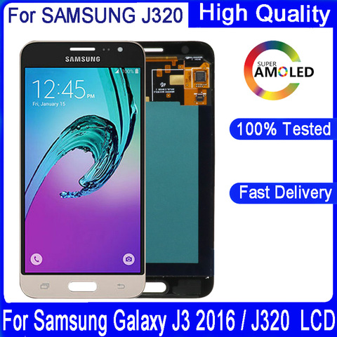 Original Super AMOLED 5.0 inch LCD Display For Samsung Galaxy J3 2016 J320 J320F J320M J320Y J320FN Screen Touch Digitizer ► Photo 1/6