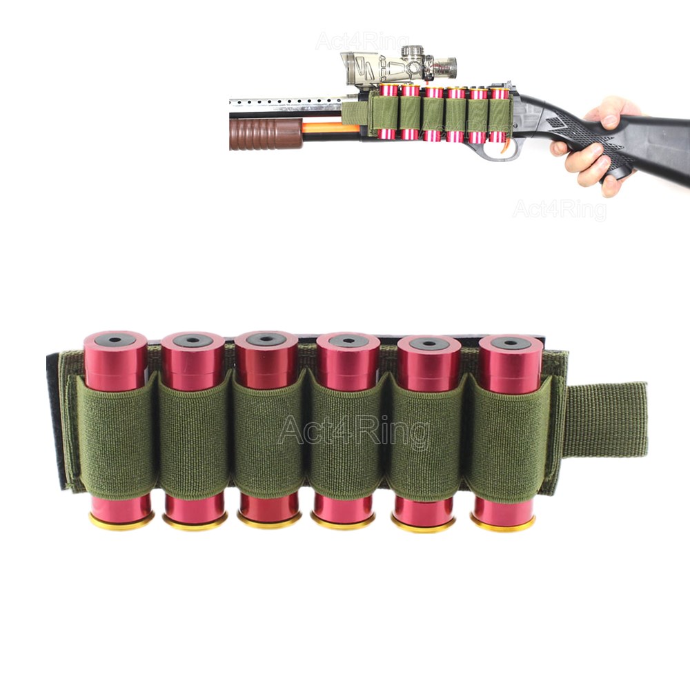 6 Rounds Reload Strip Shotgun Bullet Dump Pouch Holder Ammo Carrier Hunting Gun 